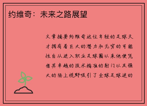 约维奇：未来之路展望
